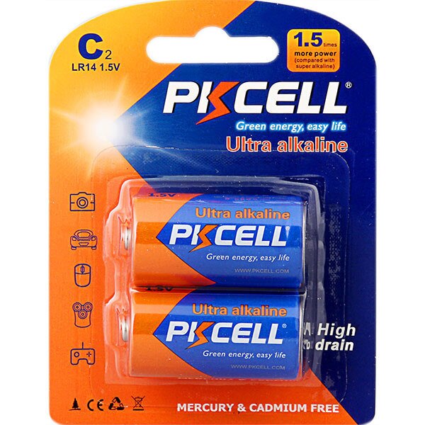 Main product image for PKCELL 1.5V C Ultra Alkaline Battery 2-Pack142-223